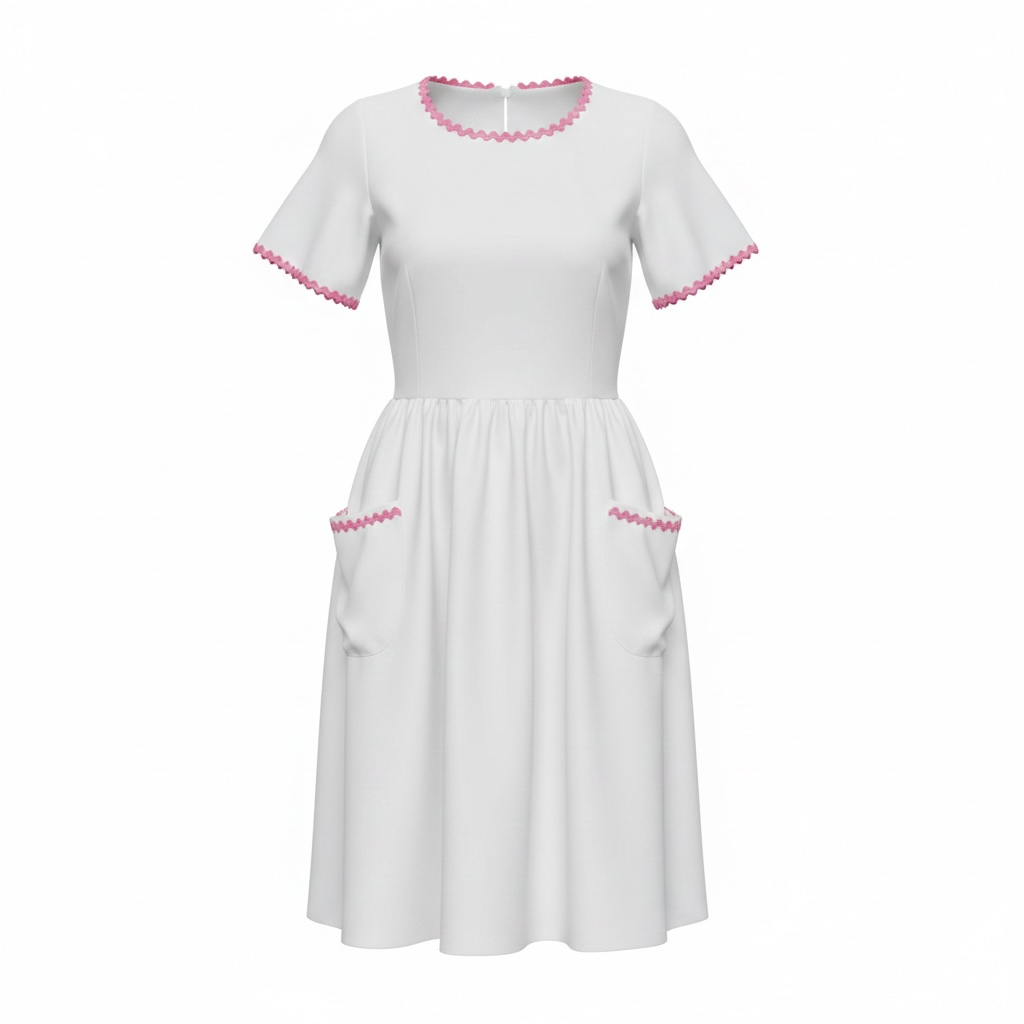 White,pink in arm dress