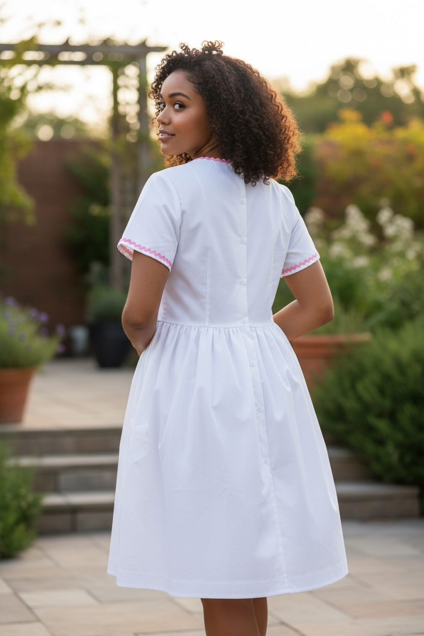 White,pink in arm dress