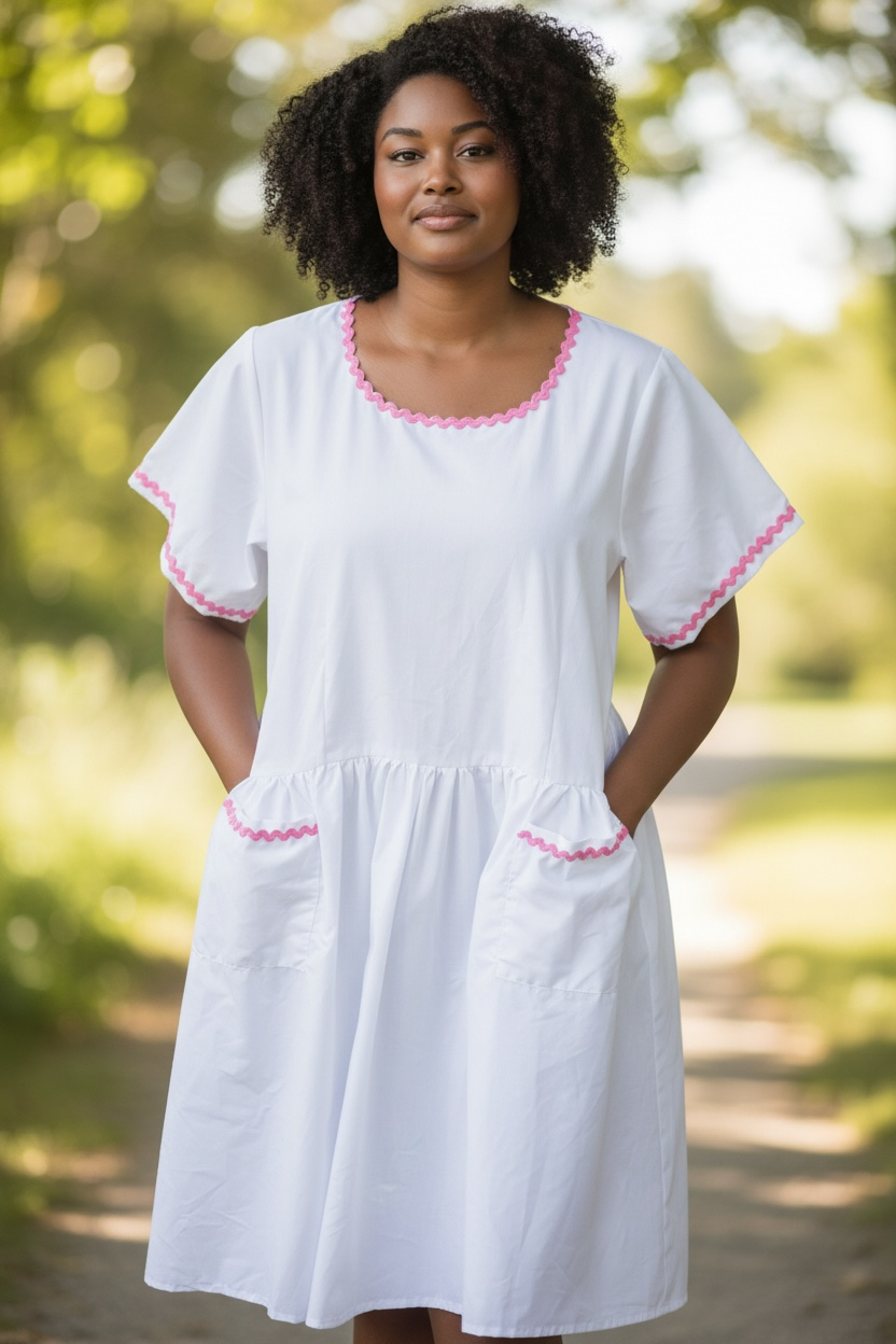 White,pink in arm dress