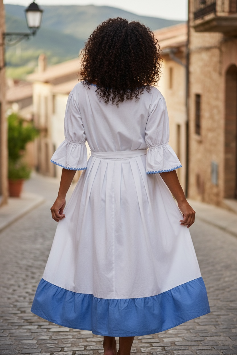 Blue and white